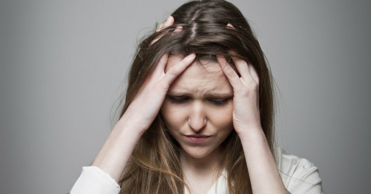 woman questions stress head